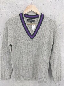 ◇ green label relaxing グリーンレーベルリラクシング UNITED ARROWS ウール ニット 長袖 Vネック セーター S グレー メンズ