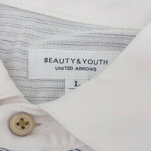 ◇ BEAUTY&YOUTH UNITED ARROWS 半袖 ポロシャツ L ホワイト ブルー メンズの画像4