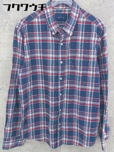 * * UNION STATION BIGI check button down BD long sleeve shirt size 04 navy white red men's 