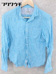 ◇ ◎ MEN'S BIGI ビギ リネン100% 長袖 シャツ ブルー メンズ