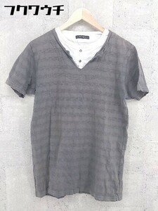 ◇ ◎ BEAMS ビームス レイヤード風 半袖 Tシャツ カットソー サイズM ダークグレー メンズ