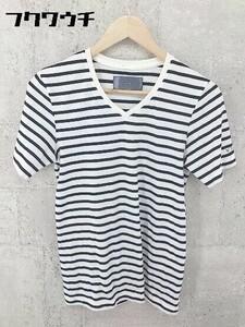 ◇ wjk ダブルジェイケイ ボーダー 半袖 Tシャツ カットソー サイズS ホワイト系 メンズ