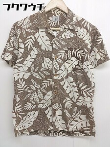 * tk.TAKEO KIKUCHI tea ke- Takeo Kikuchi total pattern short sleeves shirt size 2 Brown ivory men's 