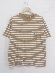 ◇ Big John ビッグジョン コットン100% ボーダー 半袖 Tシャツ カットソー サイズL ブラウン オフホワイト メンズ P