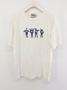 ◇ THE BEATLES SHIPS 刺繍 五分袖 Tシャツ カットソー サイズS ホワイト系 レディース メンズ P