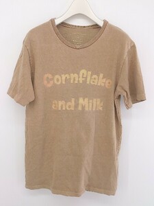 ◇ FREAK'S STORE フリークスストア プリント 半袖 Tシャツ カットソー サイズS キャメル メンズ P