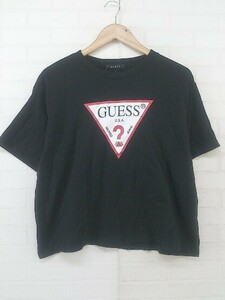 ◇ GUESS ゲス フロントプリント ロゴ 半袖 Tシャツ カットソー サイズXXS ブラック ホワイト レッド系 メンズ P