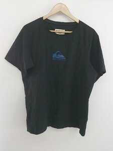 ◇ Quiksilver クイックシルバー プリント 五分袖 Tシャツ カットソー サイズL ブラック メンズ P