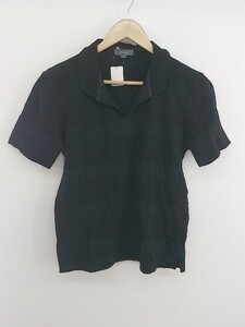 ◇ allegri アレグリ ボーダー 半袖 ポロシャツ サイズ46 ブラック ダークグレー系 メンズ P