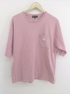 ◇ NUMERALS ヌメラルズ 胸ポケット プリント 半袖 Tシャツ カットソー サイズM ピンク系 メンズ P