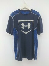 ◇ UNDER ARMOUR アンダーアーマー プリント 半袖 Tシャツ カットソー サイズMD ネイビー ブルー系シルバー メンズ P_画像2