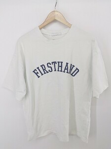 ◇ Firsthand アーチロゴ ビッグシルエット 半袖 Tシャツ カットソー サイズM オフホワイト ネイビー メンズ P