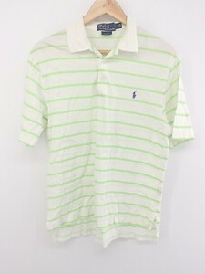 ◇ Polo by Ralph Lauren ラルフローレン ボーダー 半袖 ポロシャツ サイズM 175/96A ホワイト グリーン メンズ P