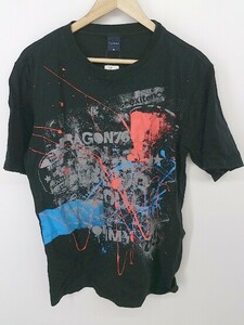 ◇ TOMMY トミー フロントプリント 半袖 Tシャツ カットソー サイズXL ブラック マルチ メンズ P