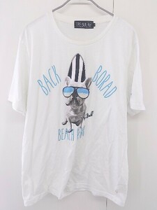 ◇ FREBUL プリント 半袖 Tシャツ カットソー サイズXL ホワイト系 ブルー マルチ メンズ P