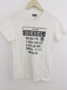 ◇ DIESEL ディーゼル フロントプリント 半袖 Tシャツ カットソー サイズM オフホワイト ブラック系 メンズ P
