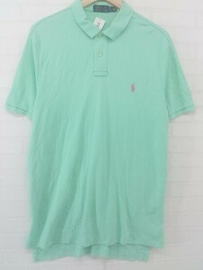 ◇ POLO RALPH LAUREN ポロ ラルフローレン ワンポイント 半袖 ポロシャツ サイズXL 185/104A ミントグリーン系 メンズ P