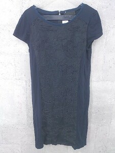 * UNTITLED Untitled total pattern short sleeves Mini tunic One-piece 2 navy lady's 