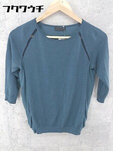 * ANTEPRIMA Anteprima silk .. minute sleeve T-shirt cut and sewn 38 size green group blue group lady's 