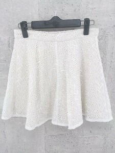 ◇ LagunaMoon ラグナムーン サイドジップ 刺繍 ミニ フレア スカート サイズF ベージュ レディース