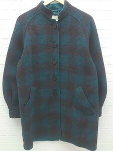 ■ Aquascutum アクアスキュータム イタリア製 チェック 長袖 コート 38 グリーン レディース