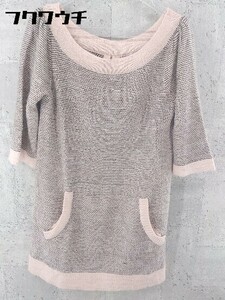 ◇ PROPORTION BODY DRESSING プロポーションボディドレッシング 七分袖 ミニ ニット ワンピース 3 ピンク * 1002798390966