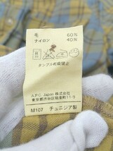 ◇ A.P.C. アーペーセー チェック 長袖 膝丈 シャツ ワンピース S ブルー イエロー レディース_画像5