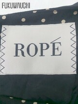 ◇ ROPE ロペ ドット 水玉 総柄 リボン 半袖 膝丈 ワンピース 38 ブラック ベージュ系 * 1002798816954_画像5