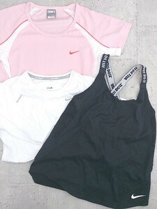 ◇ NIKE ナイキ まとめ売り3点セット Sサイズのみ スウッシュ 半袖 長袖 Tシャツ カットソー メッシュ キャミソール レディース