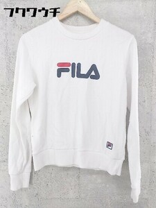 ◇ FILA フィラ ロゴ プリント 長袖 トレーナー S ホワイト * 1002798860193