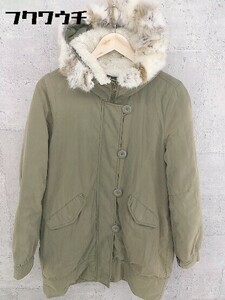 * Heather Heather Zip выше мех кролика длинный рукав Mod's Coat F хаки * 1002799685191