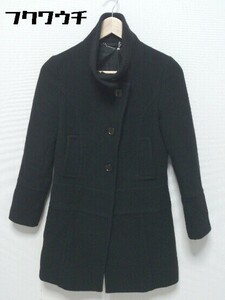■ INED イネド アンゴラ混 長袖 コート 7 ブラック レディース