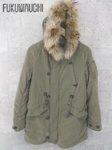 ■ &by P&D ＆バイ ピンキー＆ダイアン ラクーンファー 長袖 中綿 ジャケット 38サイズ カーキ レディース