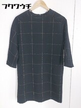 ◇　◎ zara basic ザラ ベーシック タグ付　格子柄 長袖 ミニ ワンピース EUR S USA S MEX 26 ネイビー レディース_画像1