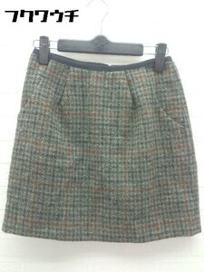 ◇ Harris Tweed 23区 チェック ミニ スカート サイズ32 ダークグレー ブラック ブラウン レディース