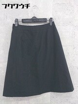 ◇ THE SUIT COMPANY サイドジップ ストライプ 膝丈 フレア スカート サイズ38 ブラック ホワイト レディース_画像3