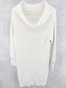 * LAISSE PASSE Laisse Passe rib knitted biju- long sleeve Mini One-piece 38 eggshell white lady's 