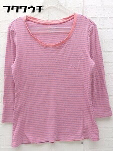 ◇ L.L.Bean エルエルビーン ボーダー柄 長袖 Tシャツ カットソー サイズM ピンク系 レディース