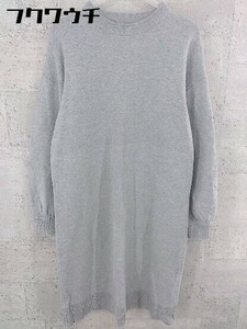 * JEANASIS Jeanasis cotton knitted long sleeve knees height One-piece size F gray lady's 