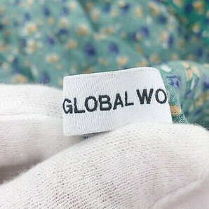 ◇ GLOBAL WORK グローバルワーク 花柄 長袖 ロング シャツ ワンピース サイズL グリーン レディースの画像4