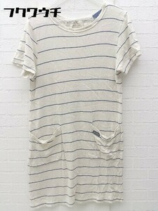 * border short sleeves Mini One-piece size 0 beige navy lady's 