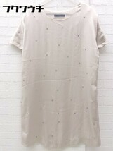 ◇ URBAN RESEARCH ROSSO ラインストーン フレンチスリーブ ミニ ワンピース FREE グレージュ レディース_画像1