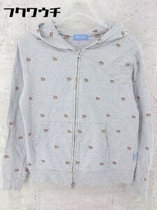 ◇ BEAMS BOY ビームスボーイ 総柄 長袖 ジップアップ パーカー サイズBOY グレー レディース