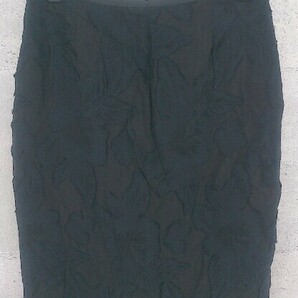 ◇ UNITED ARROWS ユナイテッドアローズ 花柄 膝下丈 ナロー スカート サイズ38 ブラック ネイビー レディースの画像1
