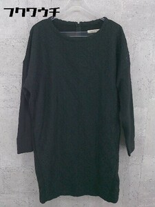 ◇ UNITED ARROWS　green label relaxing　 レース 七分袖 膝丈 ワンピース ブラック レディース