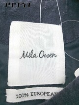 ◇ Mila Owen ミラ オーウェン リネン100% 半袖 膝丈 ワンピース サイズ0 ネイビー レディース_画像4