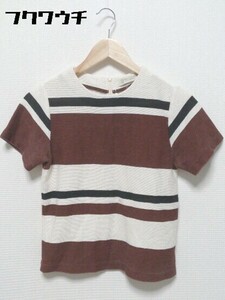 ◇ BEAUTY&YOUTH UNITED ARROWS バックジップ 半袖 Tシャツ カットソー オフホワイト ブラウン レディース