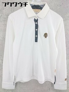 ◇ ◎ KEITA MARUYAMA ケイタマルヤマ ラインストーン 長袖 ポロシャツ サイズ42 ホワイト レディース