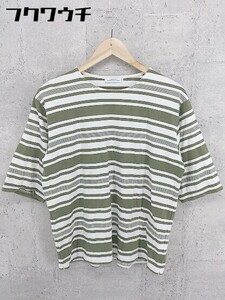 ◇ UNITED ARROWS green label relaxing ボーダー 半袖 カットソー ホワイト＆カーキ レディース