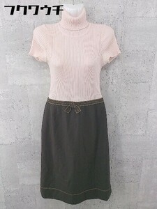 * PAULE KA paul (pole) ka knitted switch short sleeves knees height One-piece size 38 pink Brown lady's 